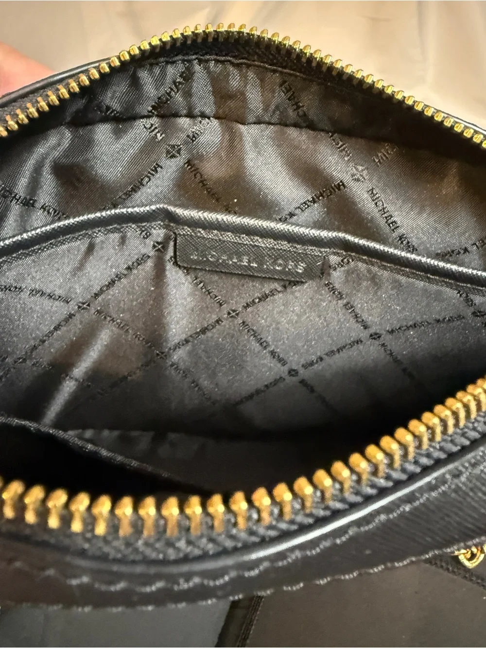 Michael Kors Crossbody Bag Black, Gold Tone Hardware, Adjustable Strap. EUC.
